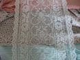 Vintage Cotton White Nottingham Lace curtain / tablerunner / fabric- Heather